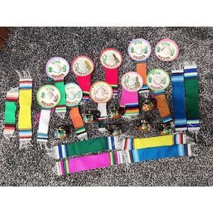 Mexico Sombrero w/ Serape and miniature Handpainted Clay Pots #A84